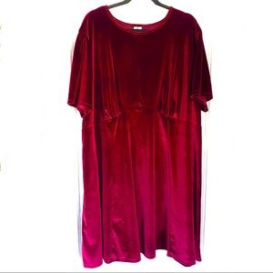 ASOS Curve Red Velvet Stretchy Short Sleeved Dress Plus Size US 24/UK 28